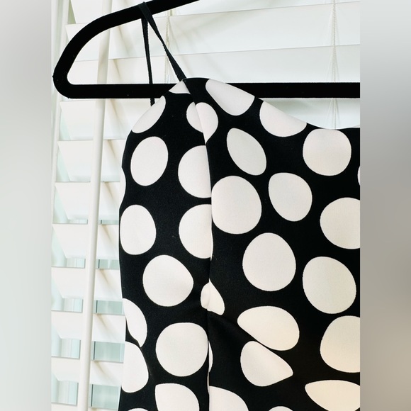 💚 BLACK AND WHITE POLKA DOT DEB SWEETHEART STYLE TOP WITH SHELF BRA 💛 - Picture 4 of 7